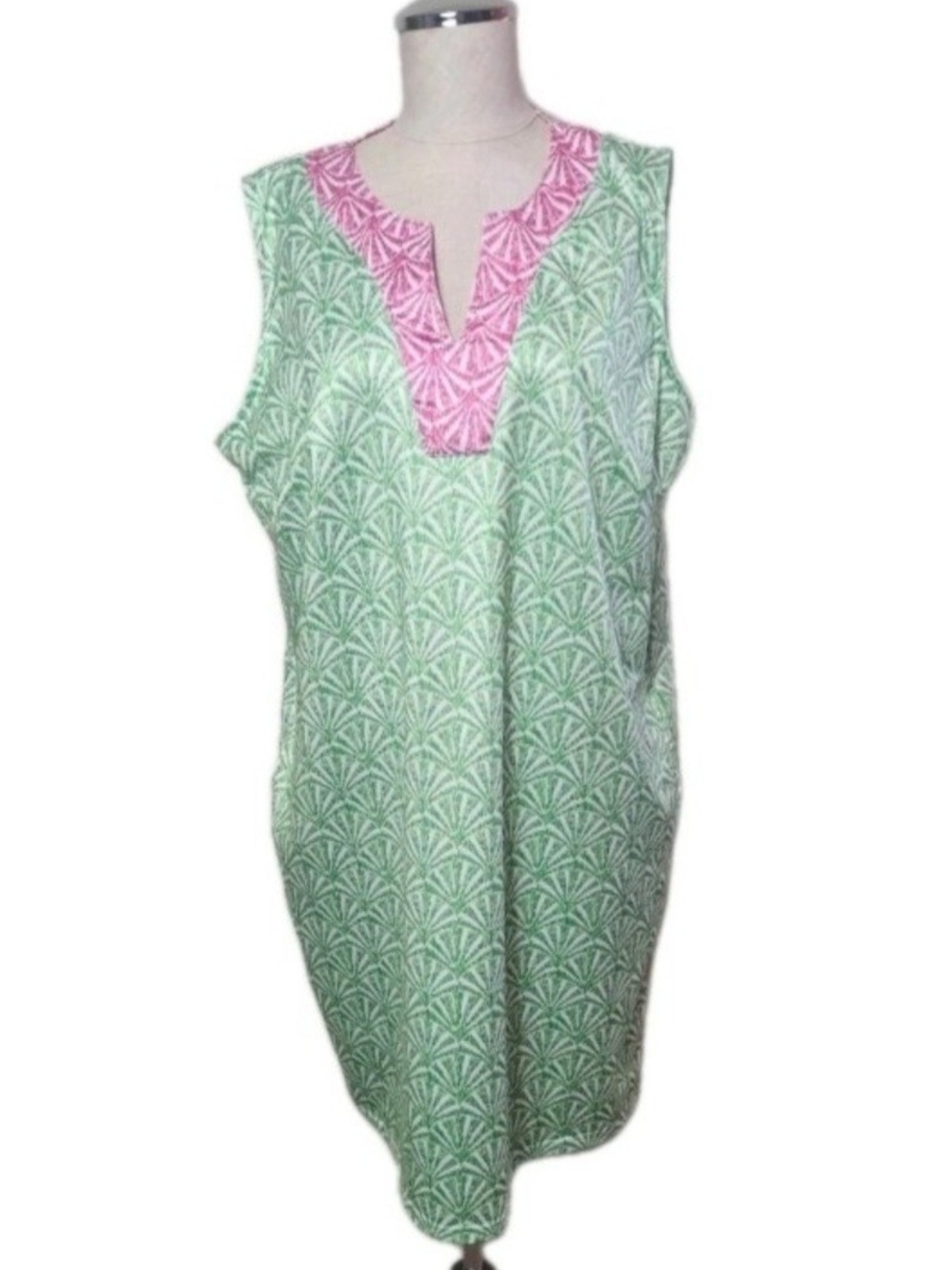 Stella Parker Women's Floral Notch Neck Sleeveless Pullover Tunic Dress Size XL